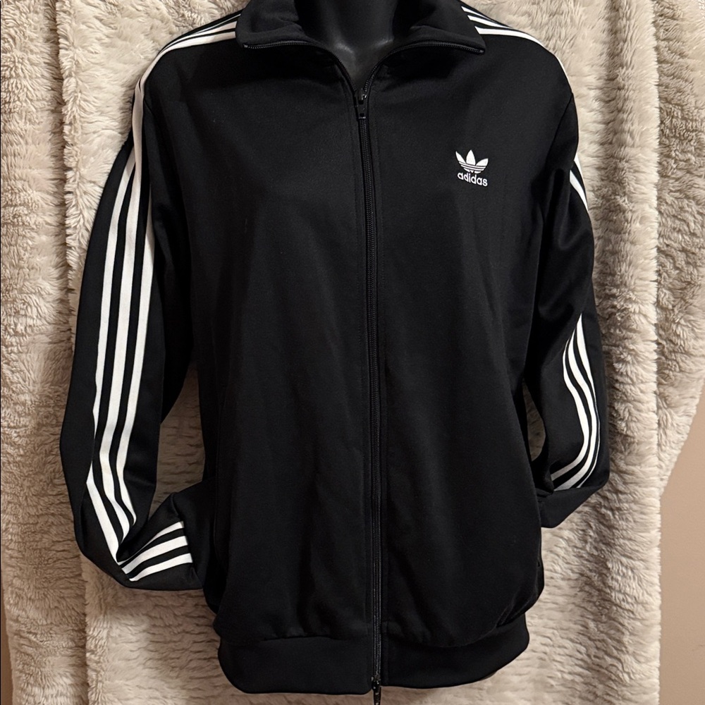 Adidas Classic Black Jacket with White Stripes